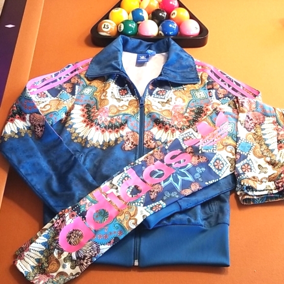 ADIDAS × FARM RIO Blue BORBOMIX Collector ZIPS Track Jacket & Leggings SET NWT S - Picture 9 of 16